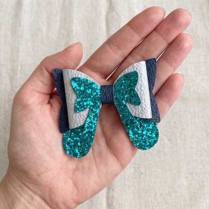 Glitter Hair Bow, Handmade Pebble & Sparkle Clip