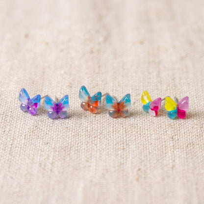 Whimsical Butterfly Stud Earrings, Handmade Dainty Resin Studs