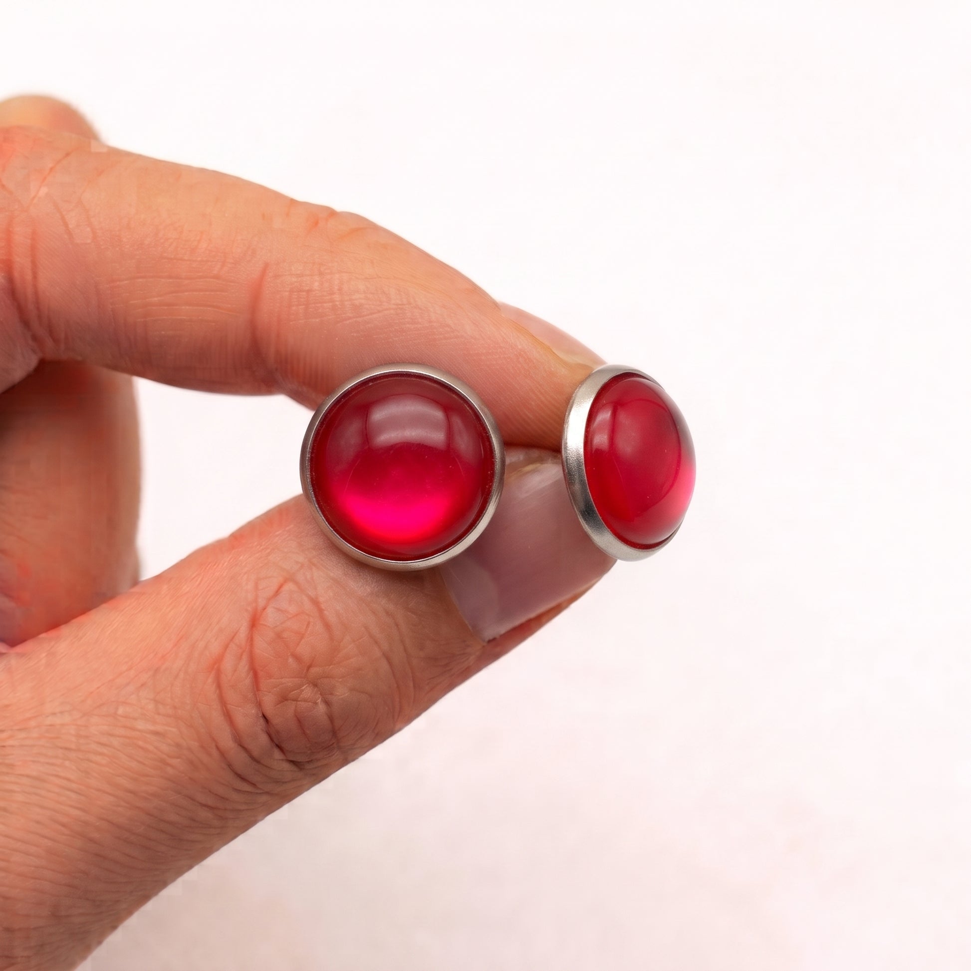 Glossy Dome Stud Earrings, Handmade Shiny Colour-Pop Studs