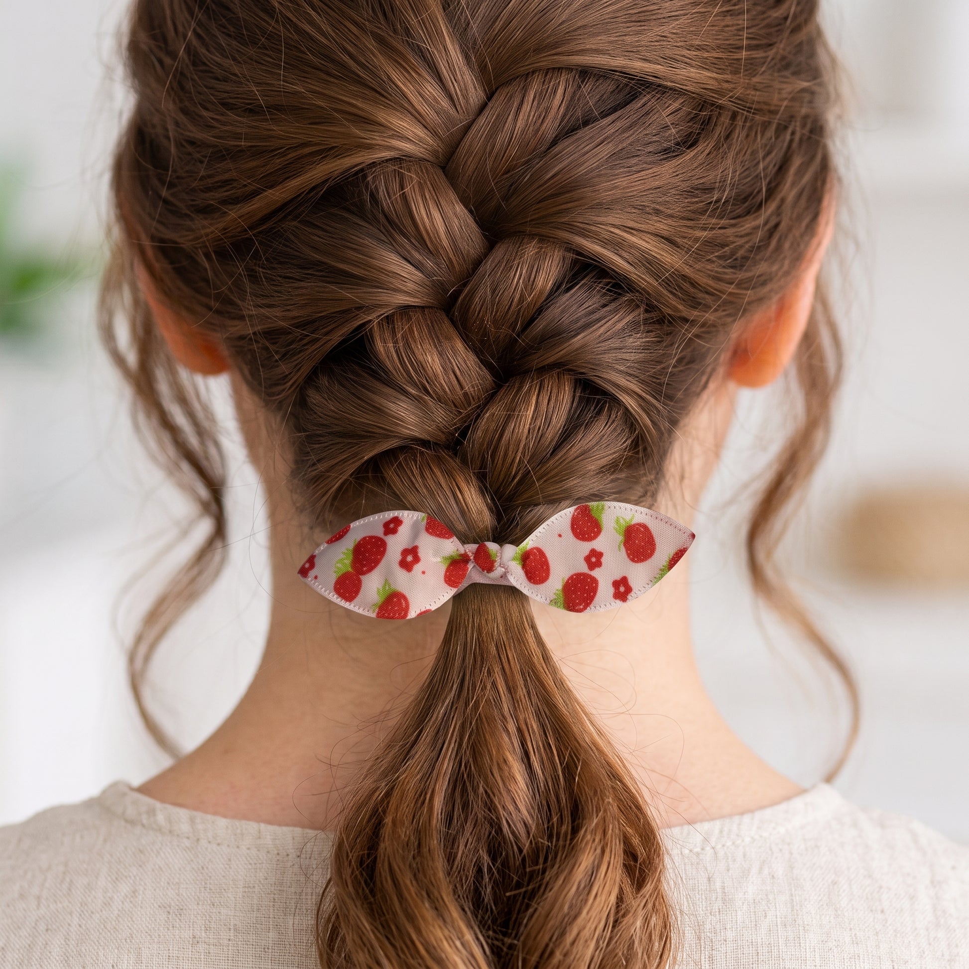 Fabric Bow Hair Ties (2 Pack), Handmade Printed Elastic Bows