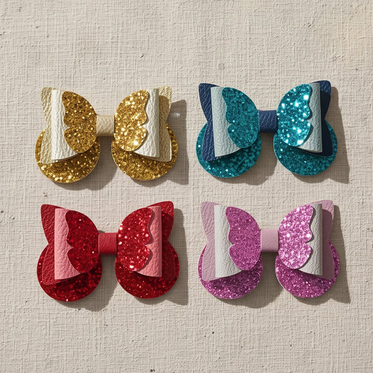 Sparkly Butterfly Hair Bow, Handmade Pebble & Glitter Clip