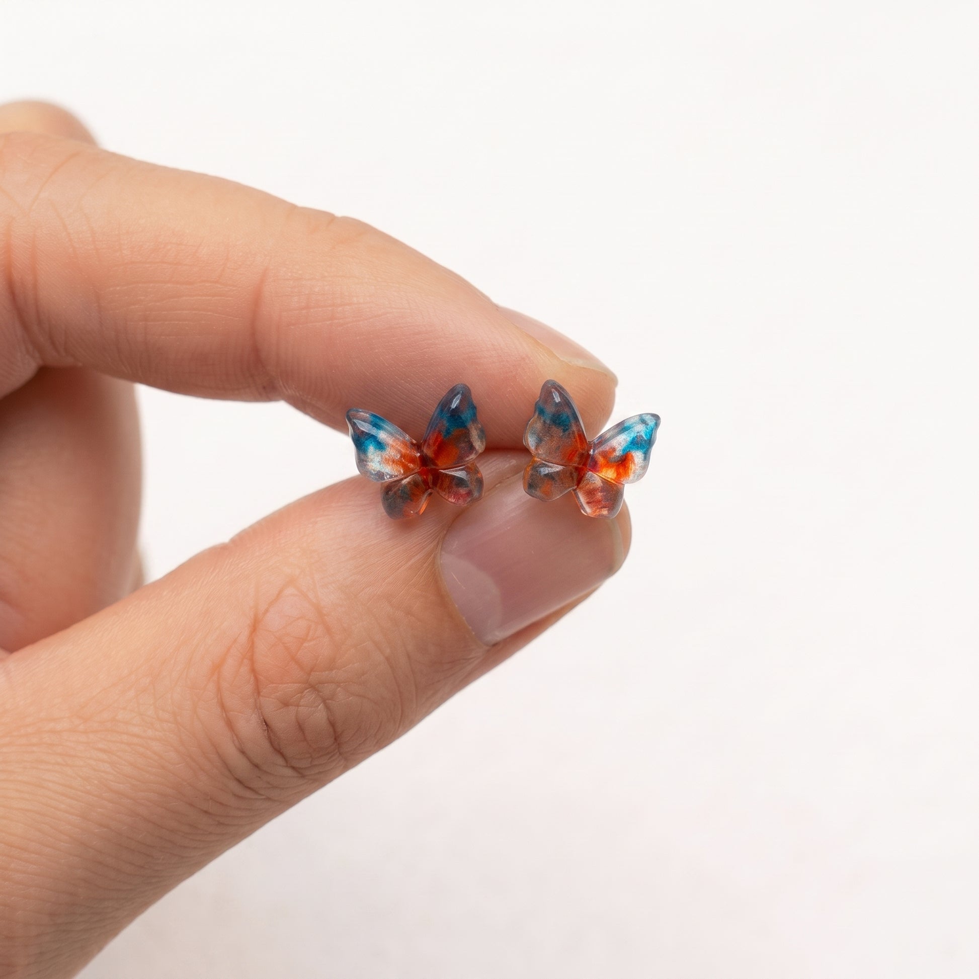 Whimsical Butterfly Stud Earrings, Handmade Dainty Resin Studs