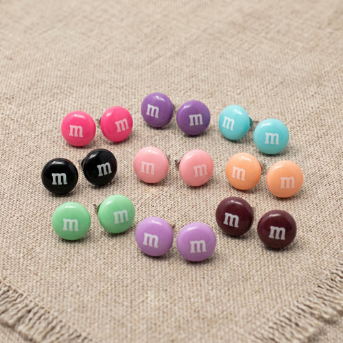 Colourful Round Lolly-Look Stud Earrings | Handmade | 14mm