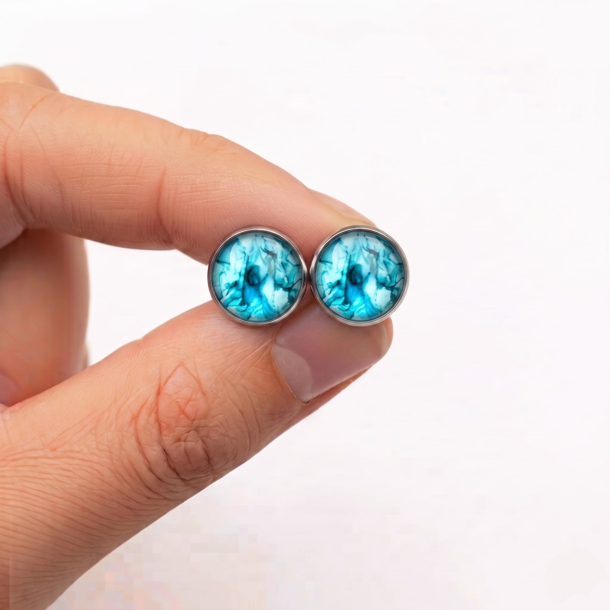 Watercolour Stud Earrings, Handmade Colourful Studs