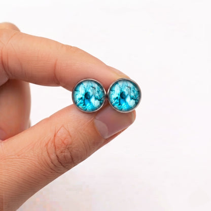 Watercolour Stud Earrings, Handmade Colourful Studs