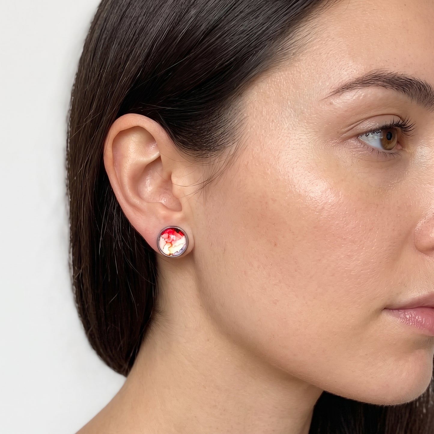Watercolour Stud Earrings, Handmade Colourful Studs