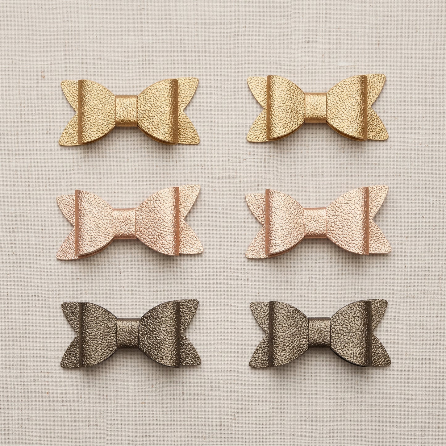 Metallic Pebble Hair Bows (2 Pack), Handmade Gold & Bronze Clips