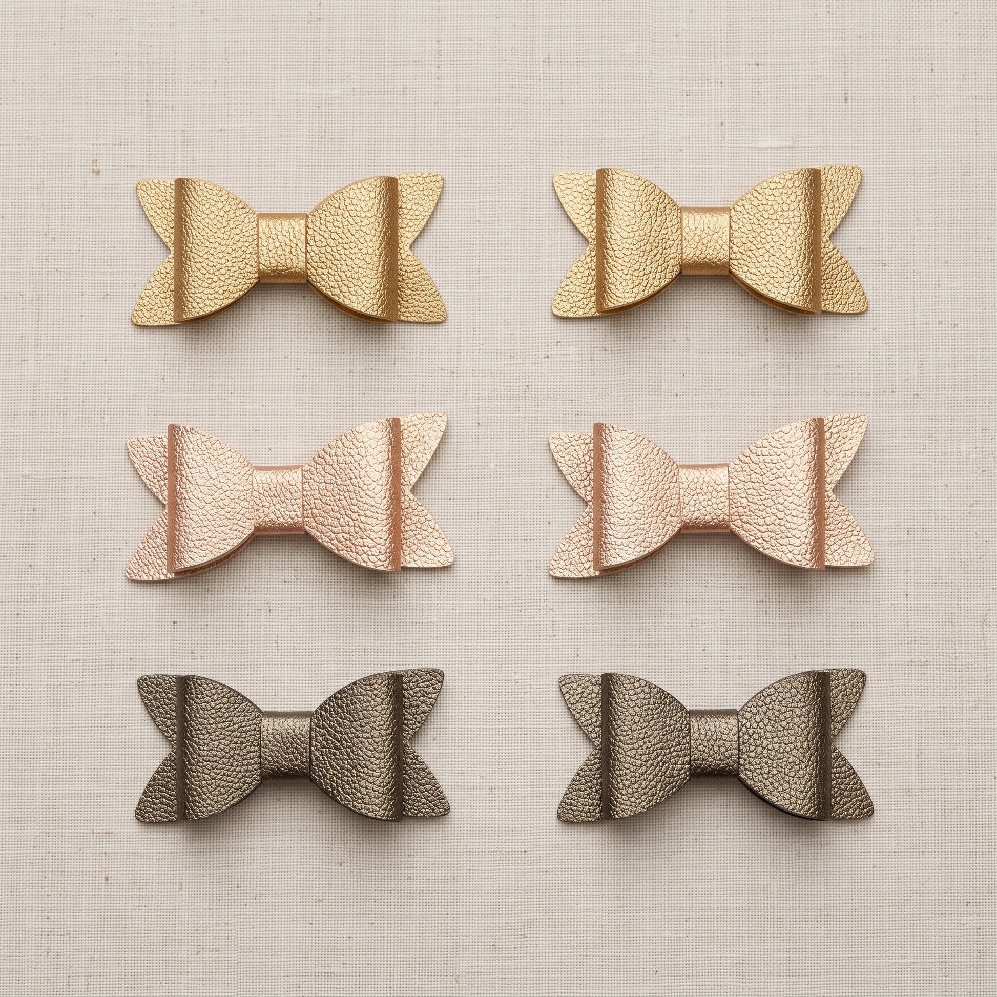 Metallic Pebble Hair Bows (2 Pack), Handmade Gold & Bronze Clips