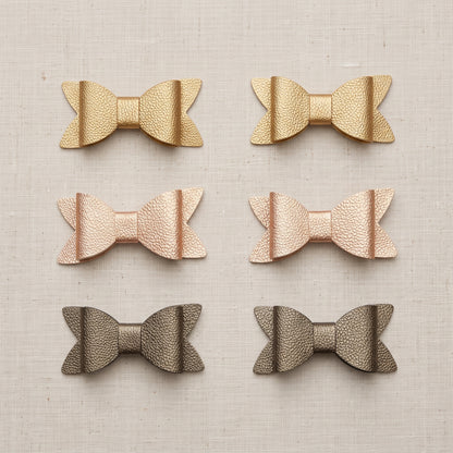 Metallic Pebble Hair Bows (2 Pack), Handmade Gold & Bronze Clips