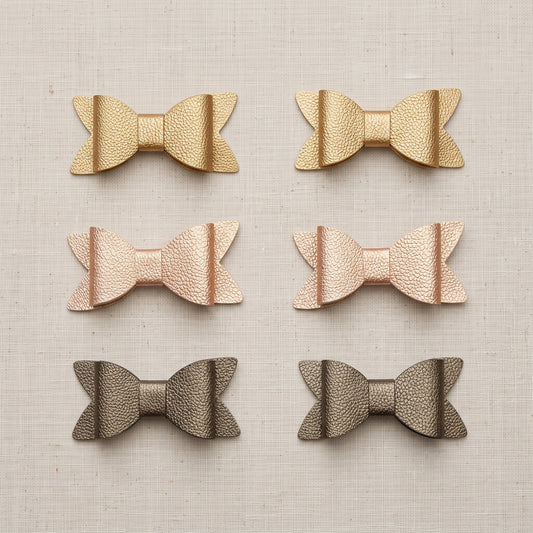 Metallic Pebble Hair Bows (2 Pack), Handmade Gold & Bronze Clips