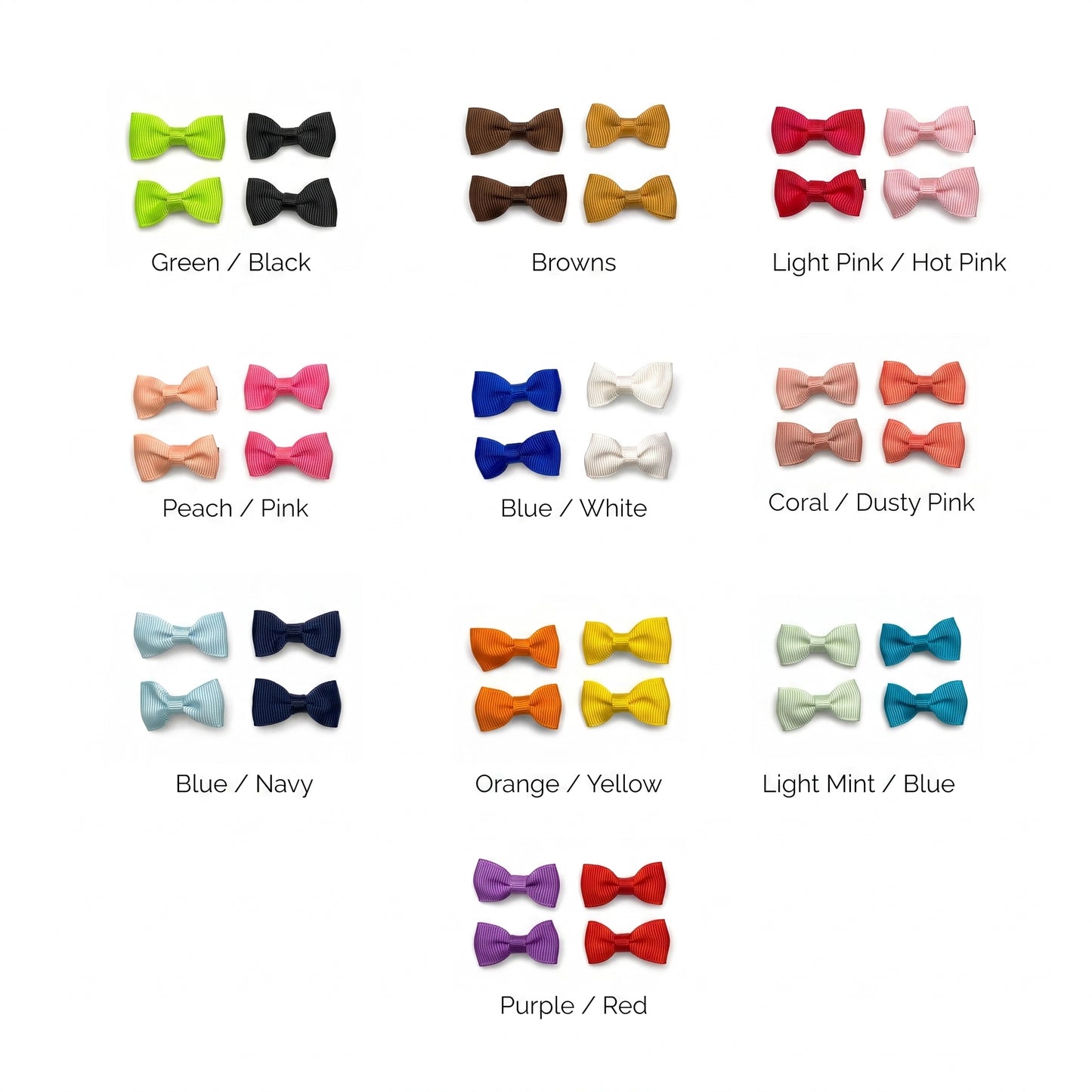 Mini Ribbon Bow Clips (Set of 4), Handmade Everyday Hair Charms
