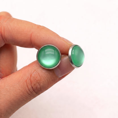 Glossy Dome Stud Earrings, Handmade Shiny Colour-Pop Studs