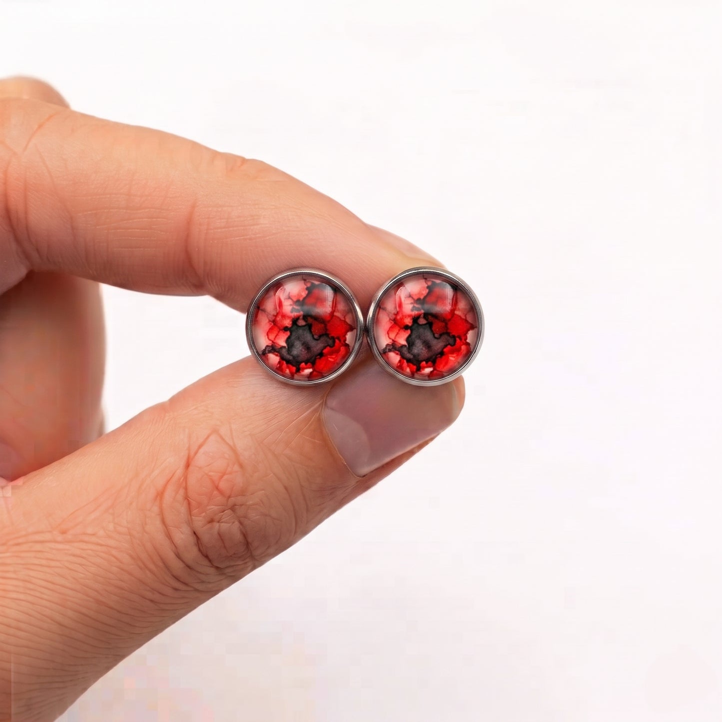 Watercolour Stud Earrings, Handmade Colourful Studs