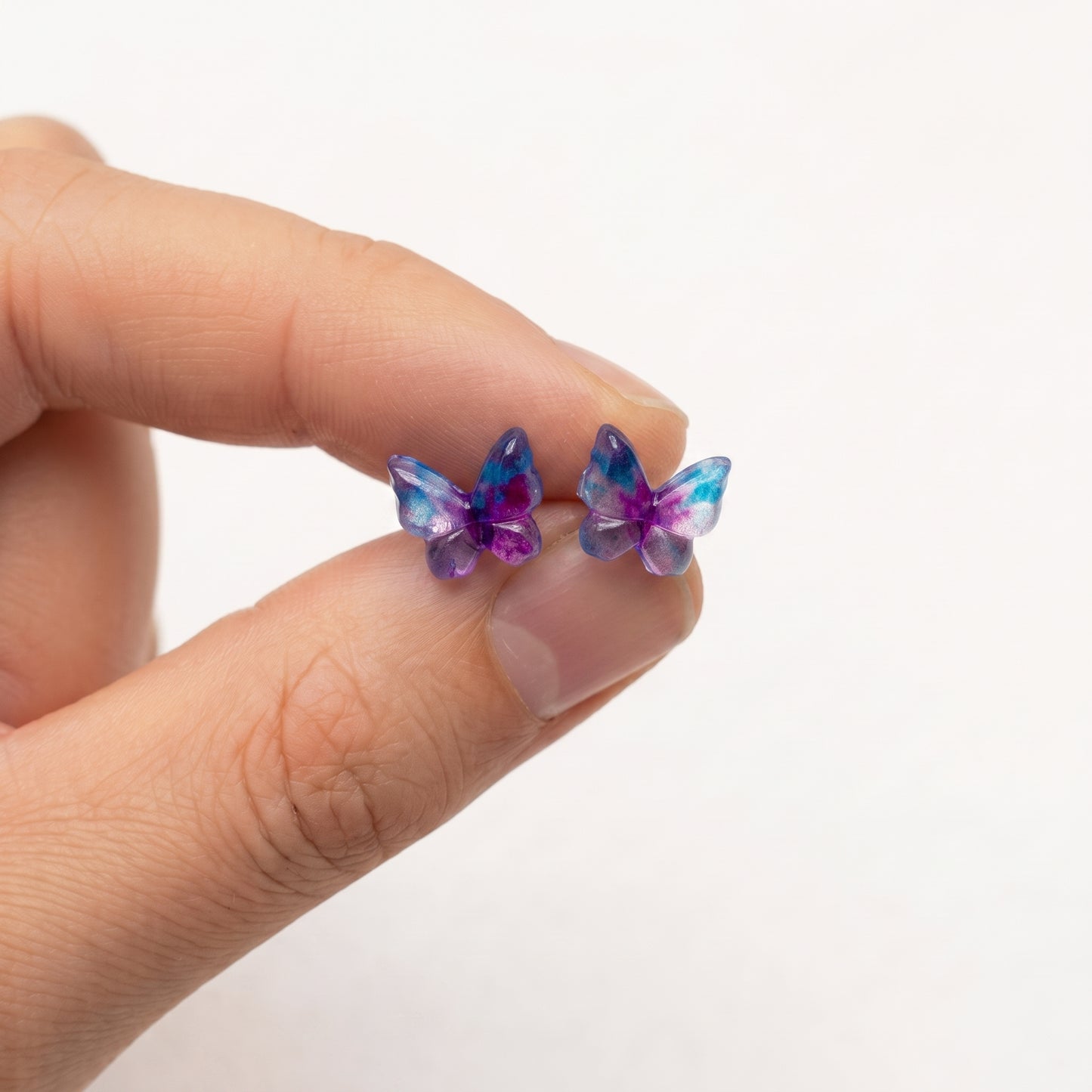 Whimsical Butterfly Stud Earrings, Handmade Dainty Resin Studs