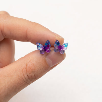 Whimsical Butterfly Stud Earrings, Handmade Dainty Resin Studs