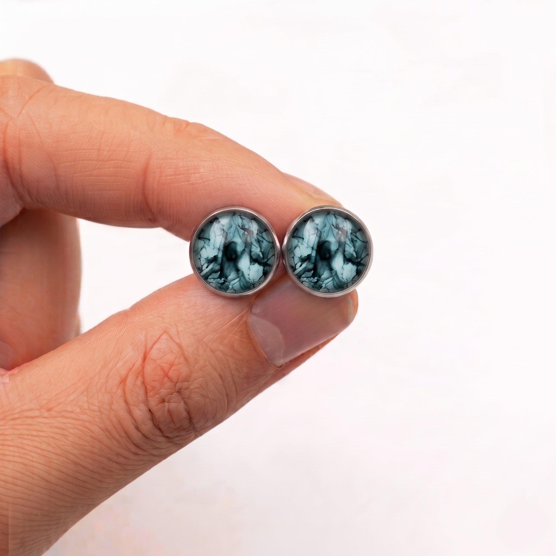 Watercolour Stud Earrings, Handmade Colourful Studs