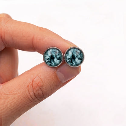 Watercolour Stud Earrings, Handmade Colourful Studs