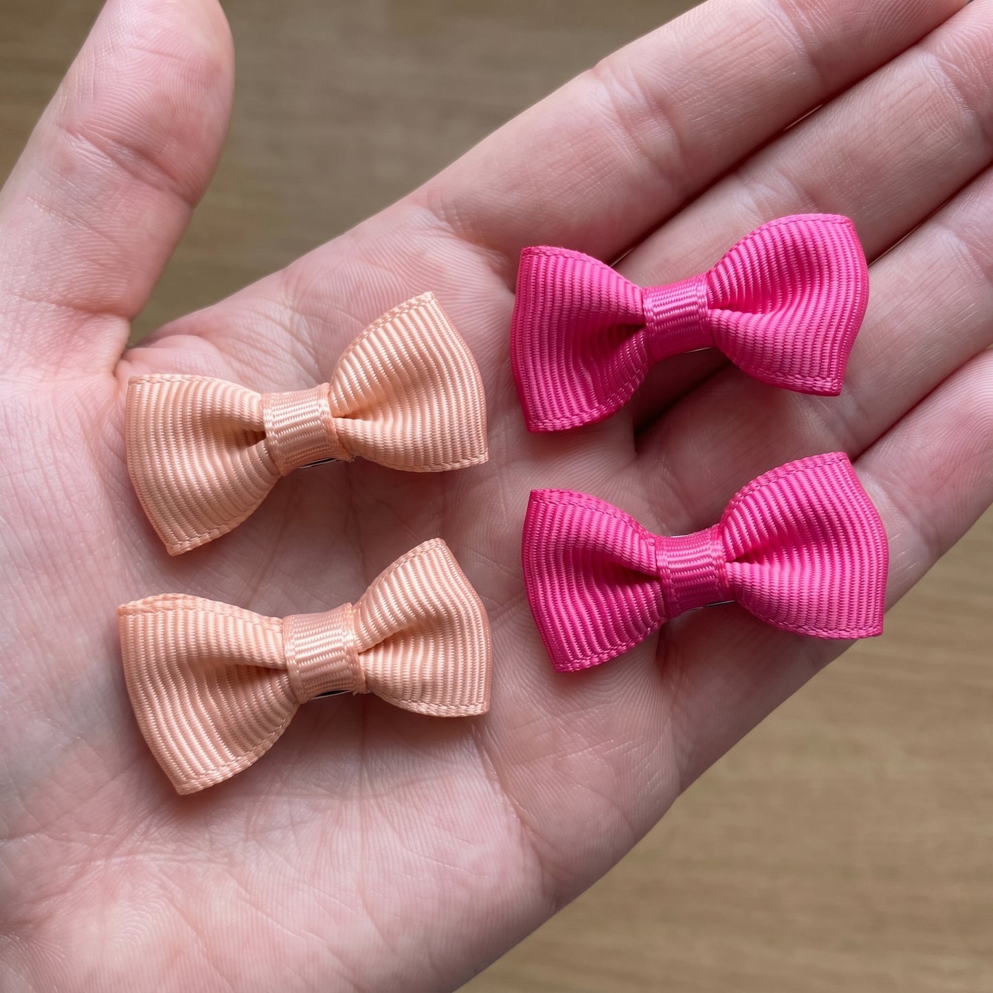Mini Ribbon Bow Clips (Set of 4), Handmade Everyday Hair Charms