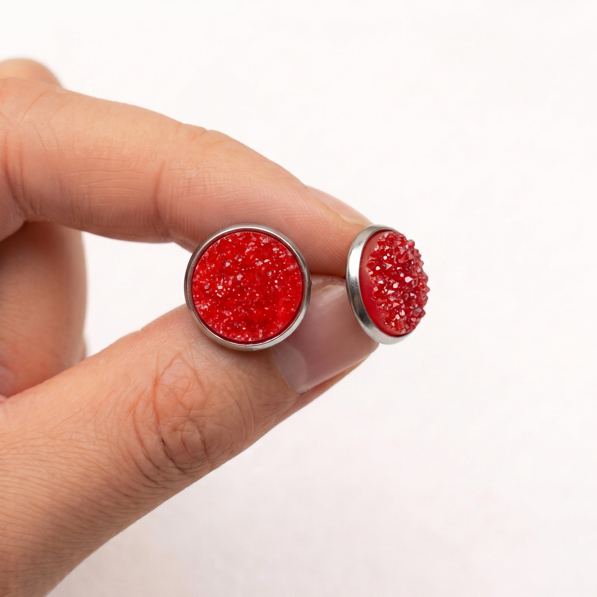 Sparkly Druzy Stud Earrings, Handmade Shimmer Studs in Multiple Colours