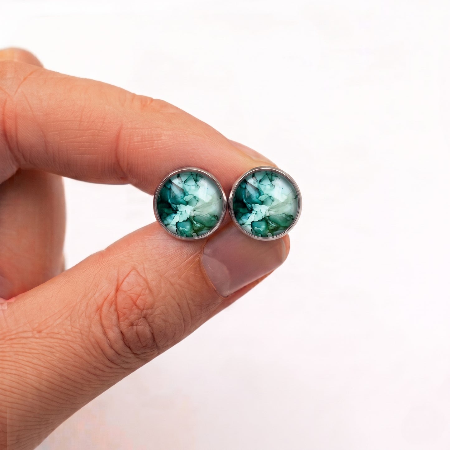 Watercolour Stud Earrings, Handmade Colourful Studs