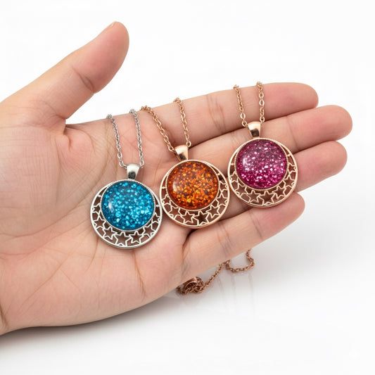 Sparkle & Shine Glitter Star Pendant Necklace, Handmade Statement Piece