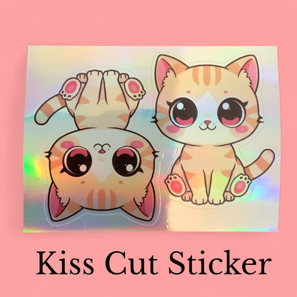 Kawaii Cat Rainbow Set | Cute Kitten | Holographic Foil | Kiss-Cut Sticker