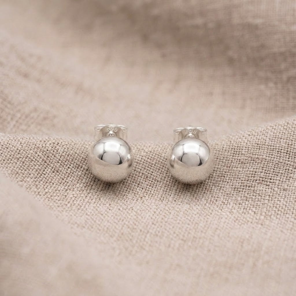 Ball Stud Earrings | 925 Sterling Silver | 8mm | New