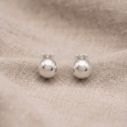 Ball Stud Earrings | 925 Sterling Silver | 8mm | New