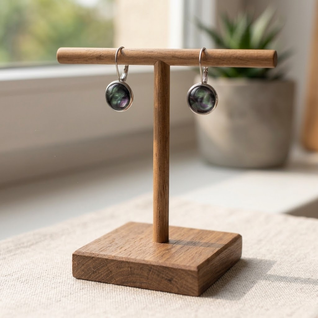 Cosmic Sparkle Drop Earrings | Iridescent Black Shimmer Dangles