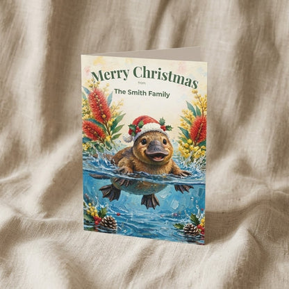 Personalised Platypus Christmas Folded Greeting Card | Australian Animals