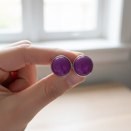 Purple Pop Stud Earrings, Handmade Everyday Colour Studs