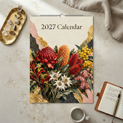 Australian Native Flowers 2027 Wall Calendar | A3 UK Edition Fine Art Botanical Wildflower Calendar