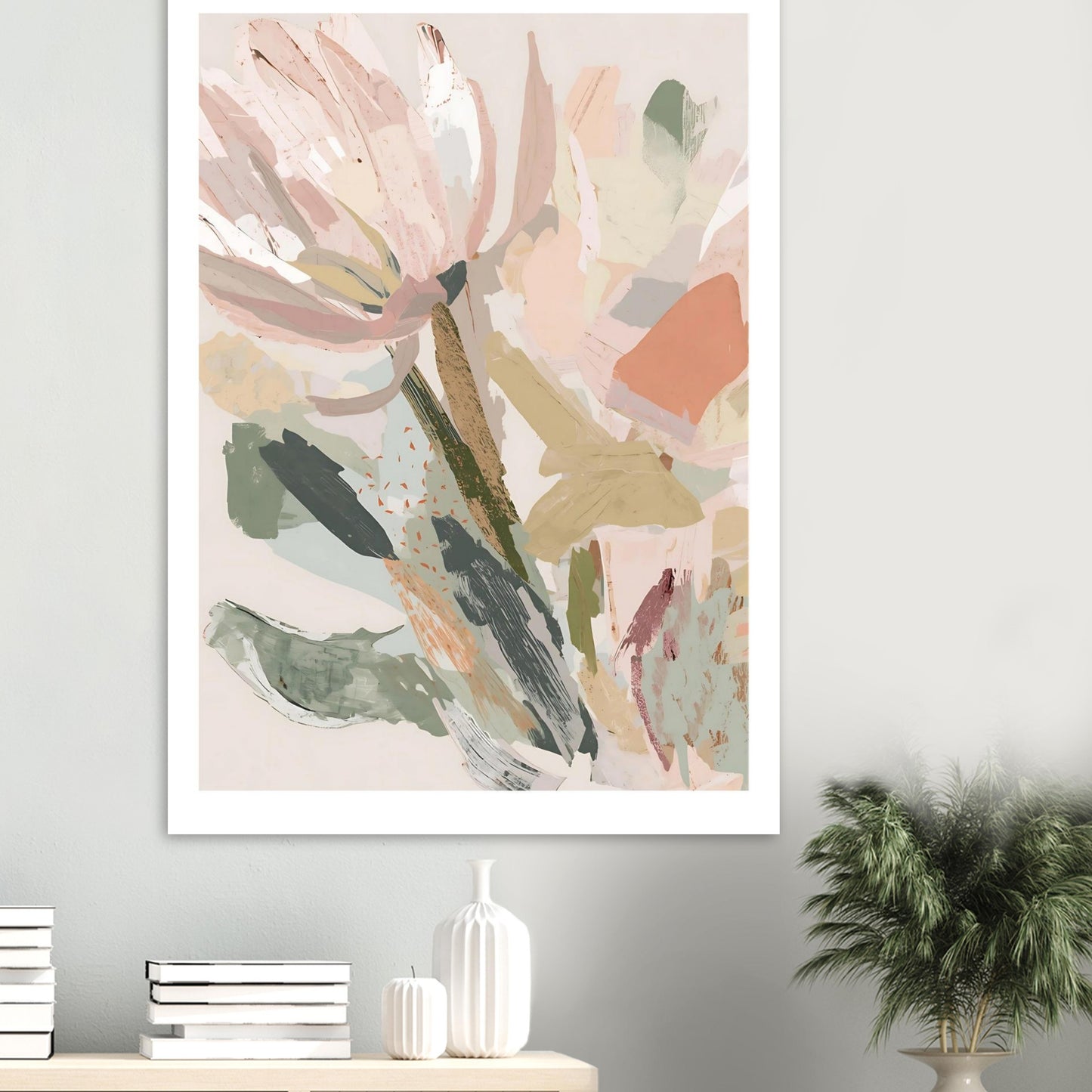 Abstract Floral Canvas Wall Art | Modern Minimalist Botanical Painting | Digital Wall Art