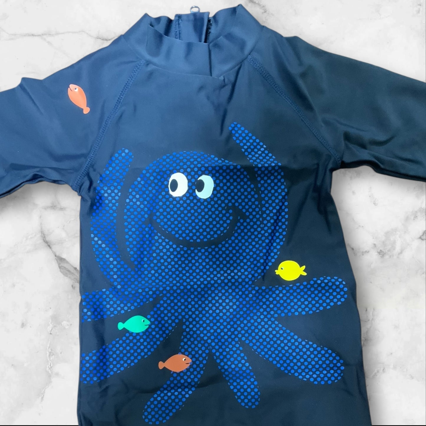 Seed Baby Onesie | UV Sun Protection | Blue Cartoon Octopus | Size 0 (6-12M) | Pre-Owned