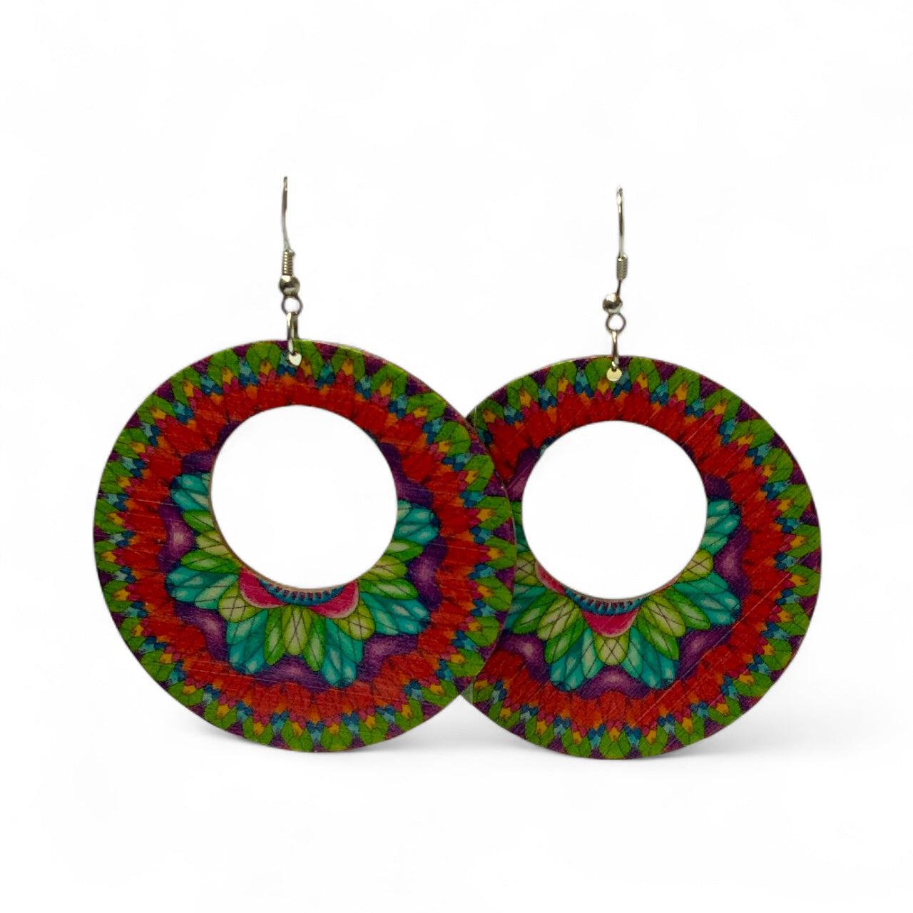 Boho Style Double Sided Wooden Earrings – Handmade Lightweight Jewellery Style 3