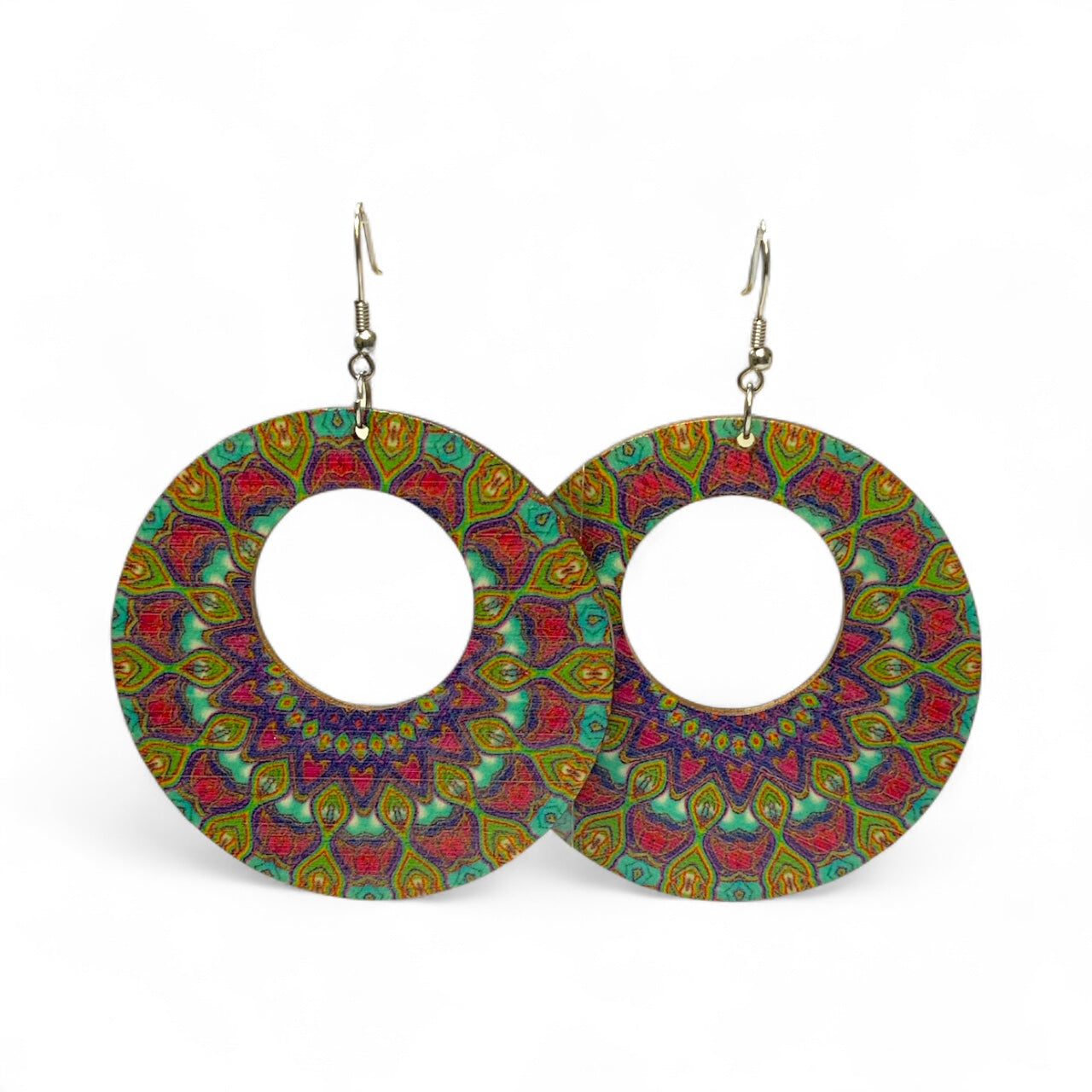 Boho Style Double Sided Wooden Earrings – Handmade Lightweight Jewellery Style 2