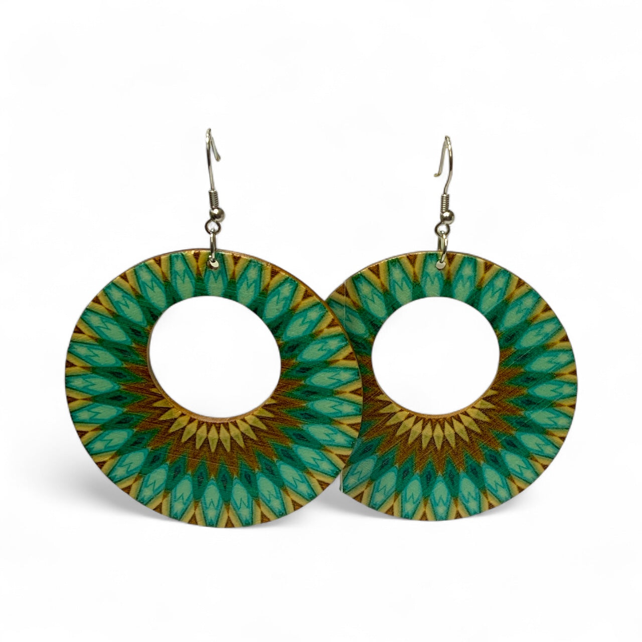 Boho Style Double Sided Wooden Earrings – Handmade Lightweight Jewellery Style 10