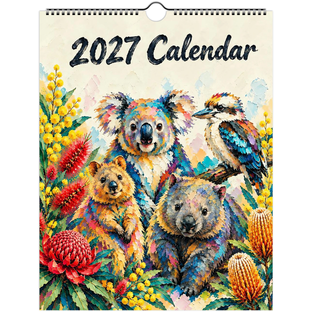 Australian Animals 2027 Wall Calendar | 8.5x11 Colourful Painted Native Wildlife Calendar