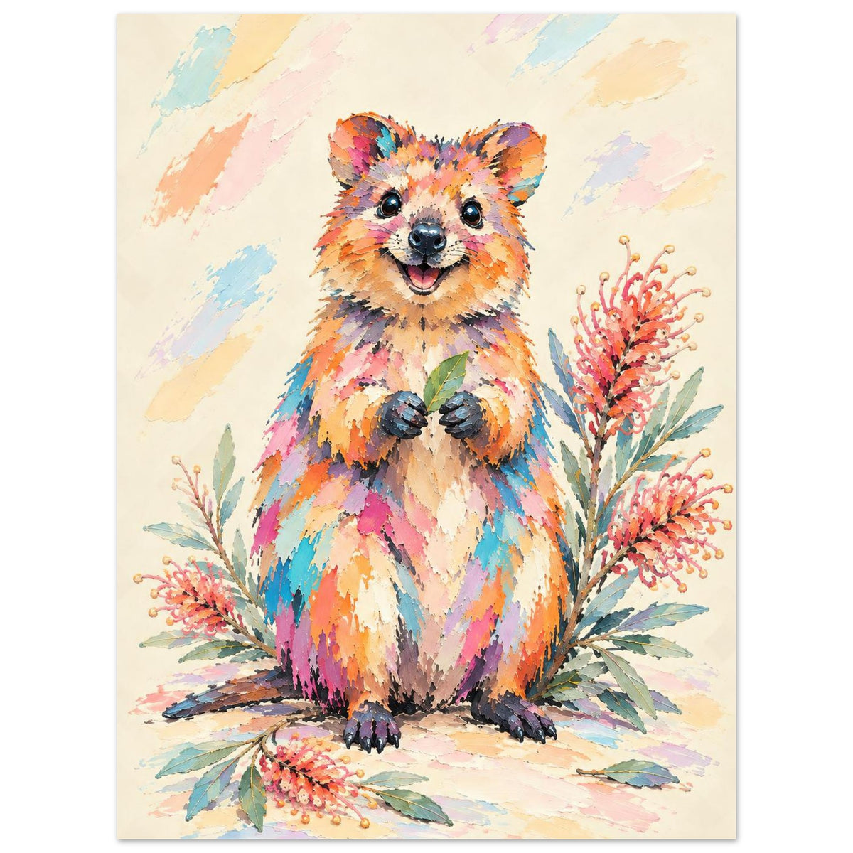 Quokka Painted Australian Animal Fine Art Poster 60x80 cm 24x32″