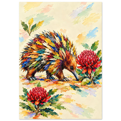 Echidna Painted Australian Animal Fine Art Poster A1 (59.4 x 84.1 cm)