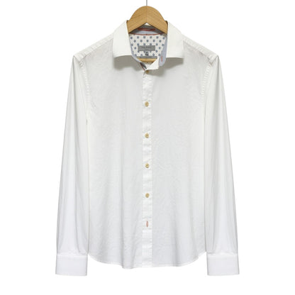 Ted Baker London White Embossed Shirt | Size 4 (Large) | Pre-Owned