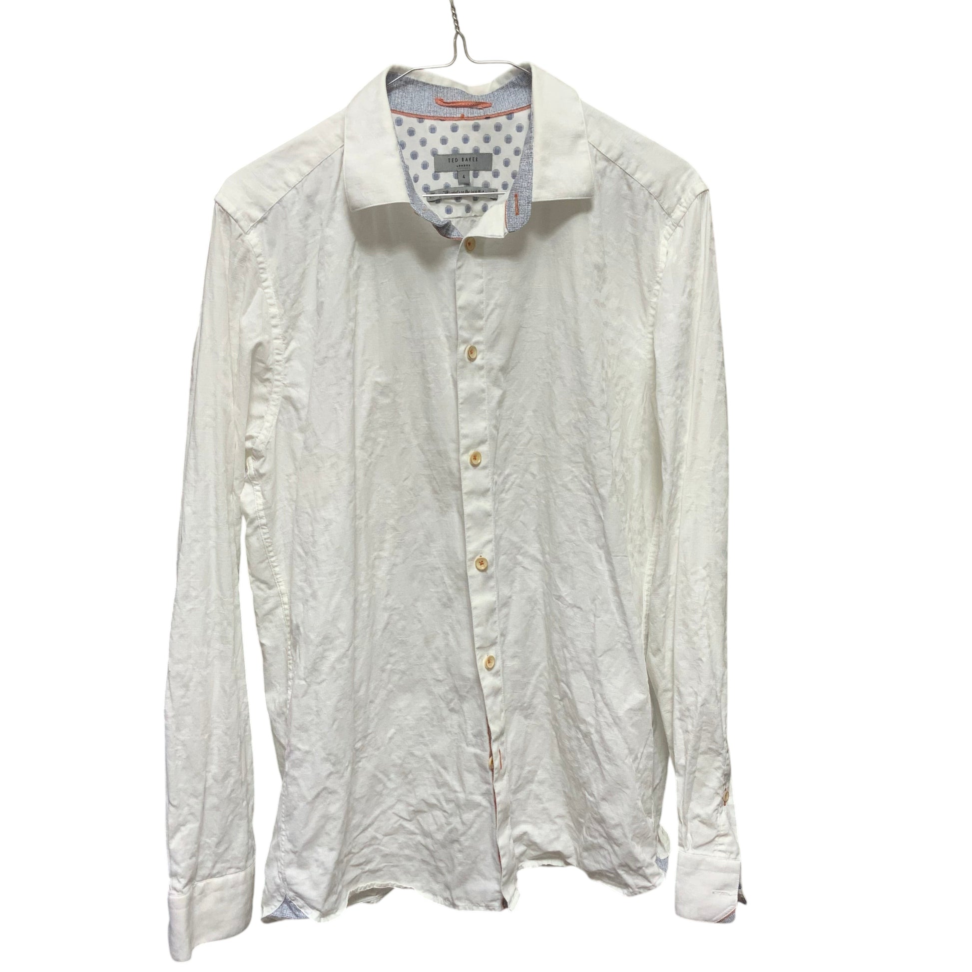 Ted Baker London White Embossed Shirt | Size 4 (Large) | Pre-Owned