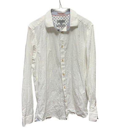 Ted Baker London White Embossed Shirt | Size 4 (Large) | Pre-Owned