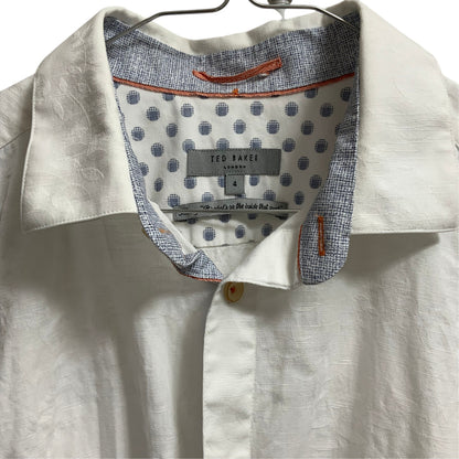 Ted Baker London White Embossed Shirt | Size 4 (Large) | Pre-Owned