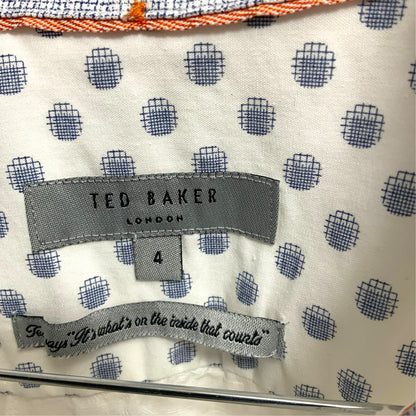 Ted Baker London White Embossed Shirt | Size 4 (Large) | Pre-Owned