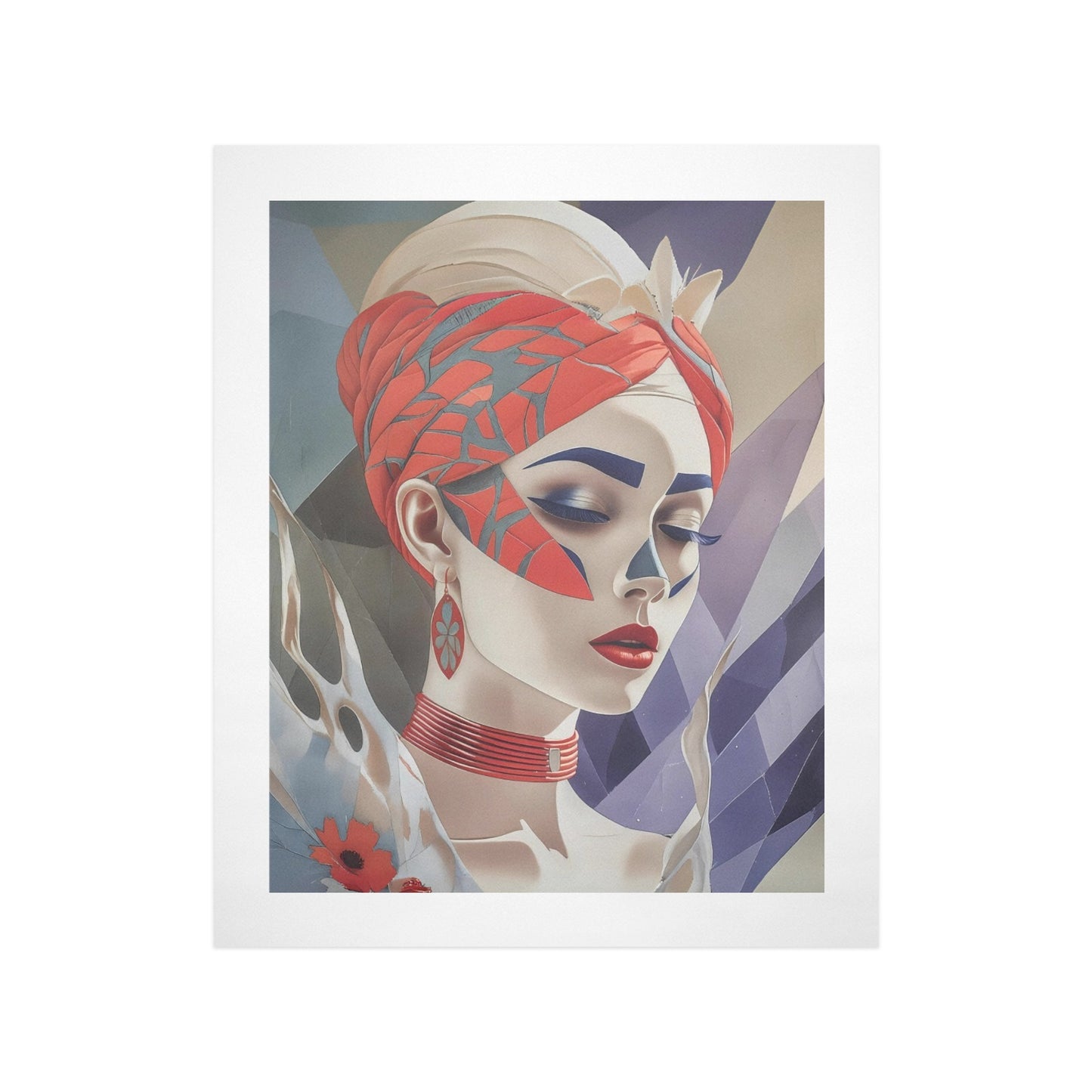 Midnight Bloom – Abstract Floral Portrait Canvas Wall Art Print 16"x20" (40 x 50cm)