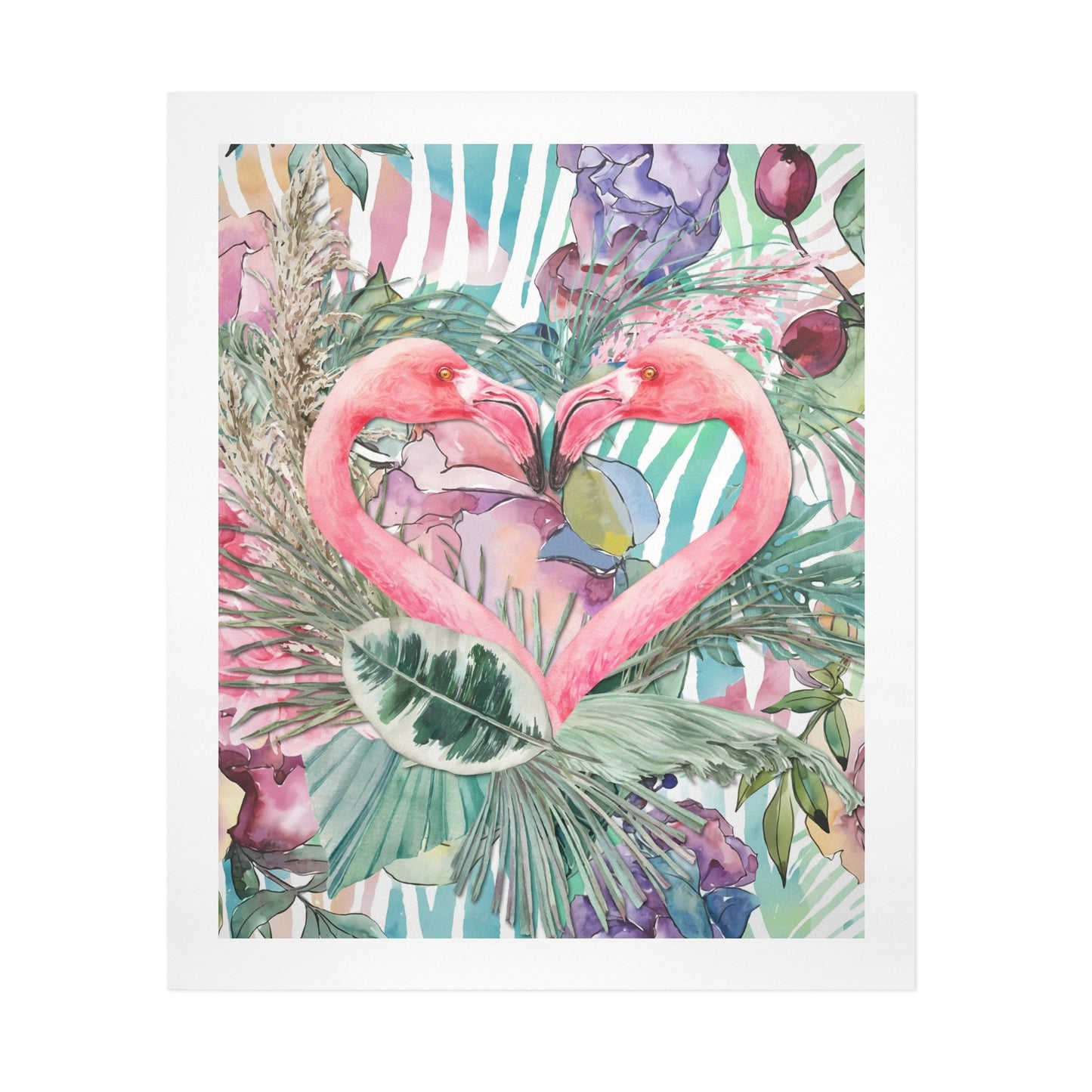 Flamingo Pair – Modern Tropical Canvas Wall Art Print 20"x24" (50 x 60cm)