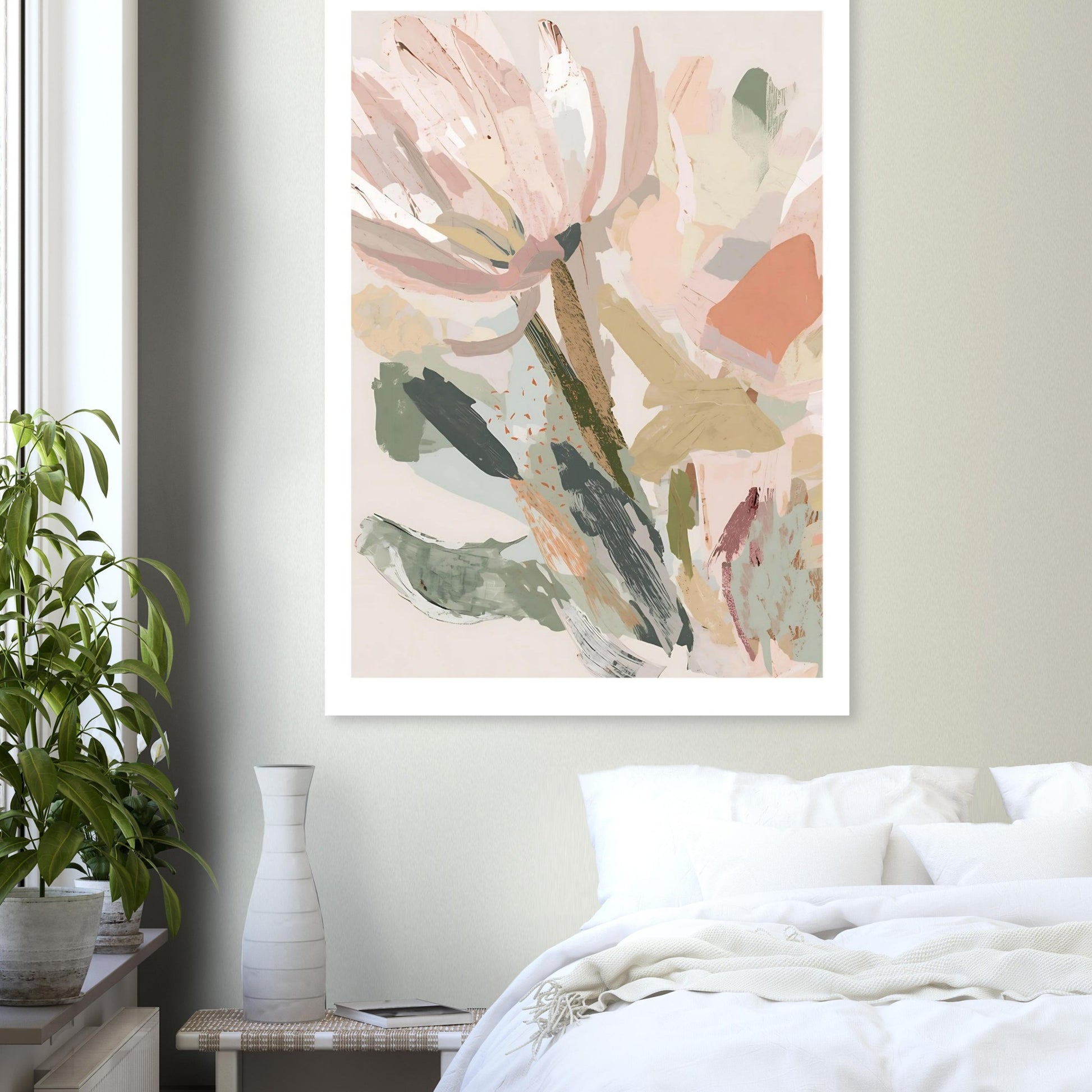 Abstract Floral Canvas Wall Art Print | Modern Minimalist Botanical Painting