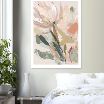 Abstract Floral Canvas Wall Art Print | Modern Minimalist Botanical Painting