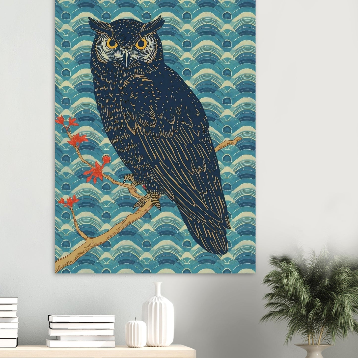 Night Watch Owl Japanese Art Wall Poster